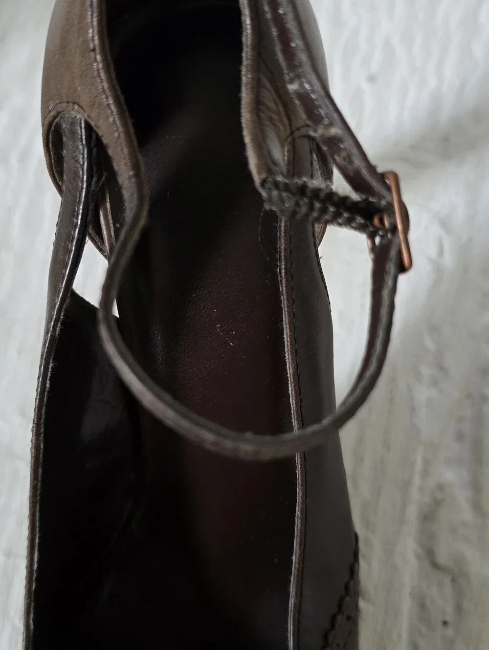 Classic Brown Leather Mary Jane Heels